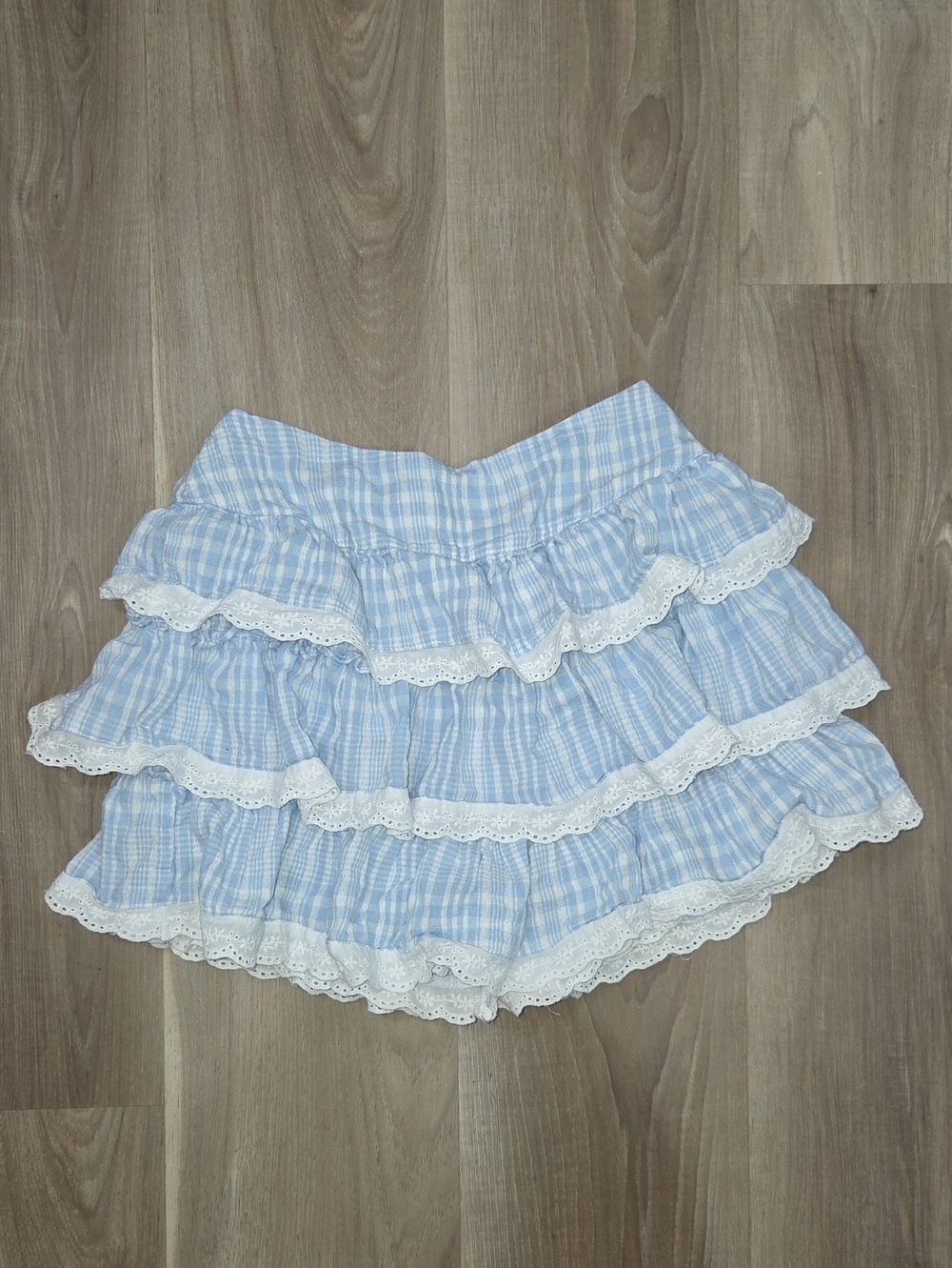 •Tween Diva• Little Girls Blue Plaid Tiered Skirt